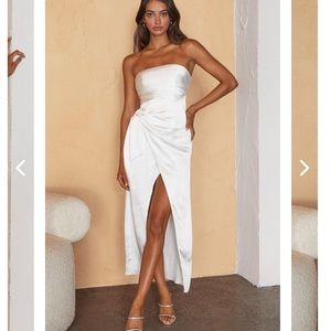SELFIE LESLIE White Satin Wrap Dress